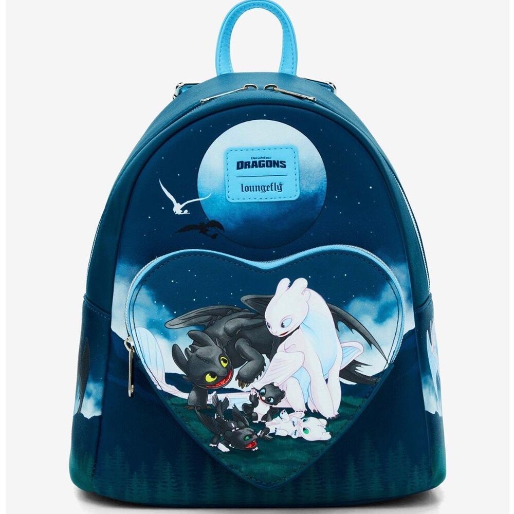 Loungefly How To Train Your Dragon Toothless & Light Fury Babies Backpack NWT